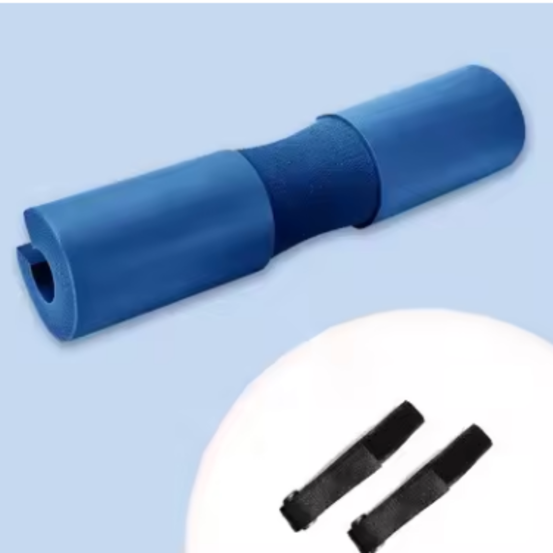 Ergonomic barbell pad designed to ease pressure on the neck.