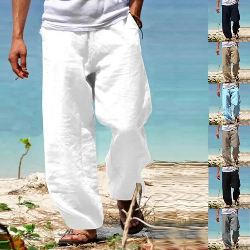 Men’s loose breathable straight summer beach pants in light fabric