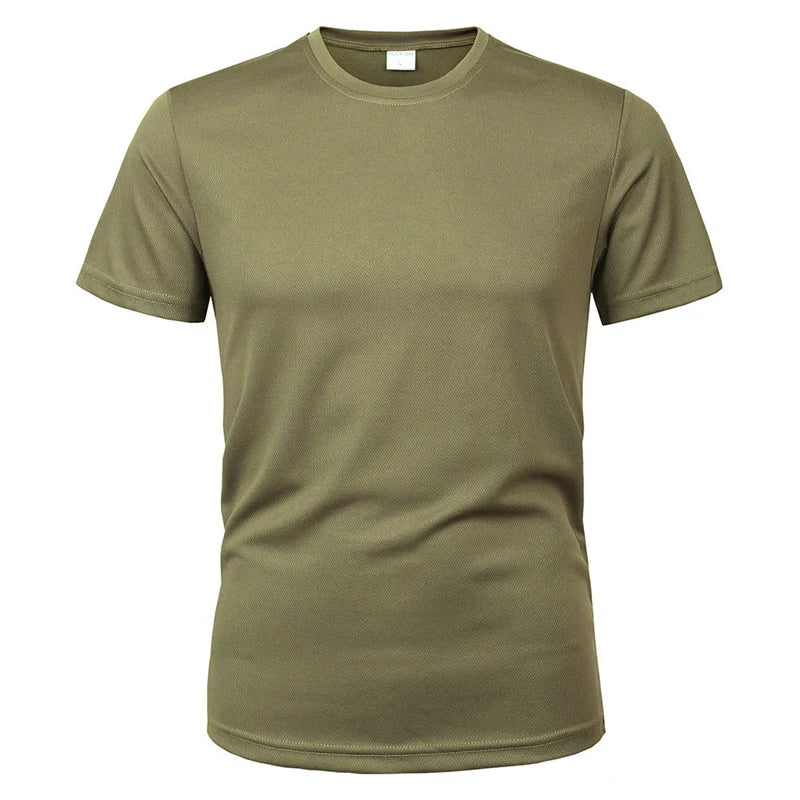 Breathable polyester athletic tee for active seniors, ideal for summer workouts