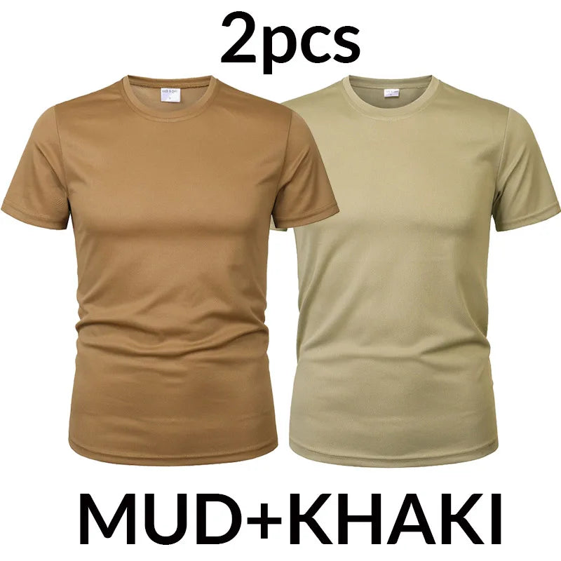 Solid color men's athletic tee with broadcloth knit fabric