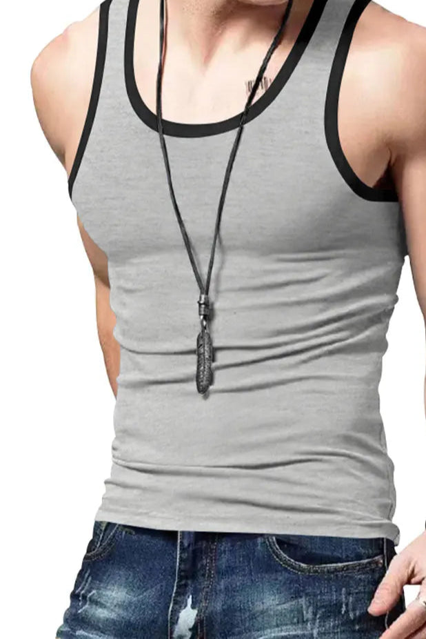 Men’s colorblock sleeveless sports vest with two-tone design