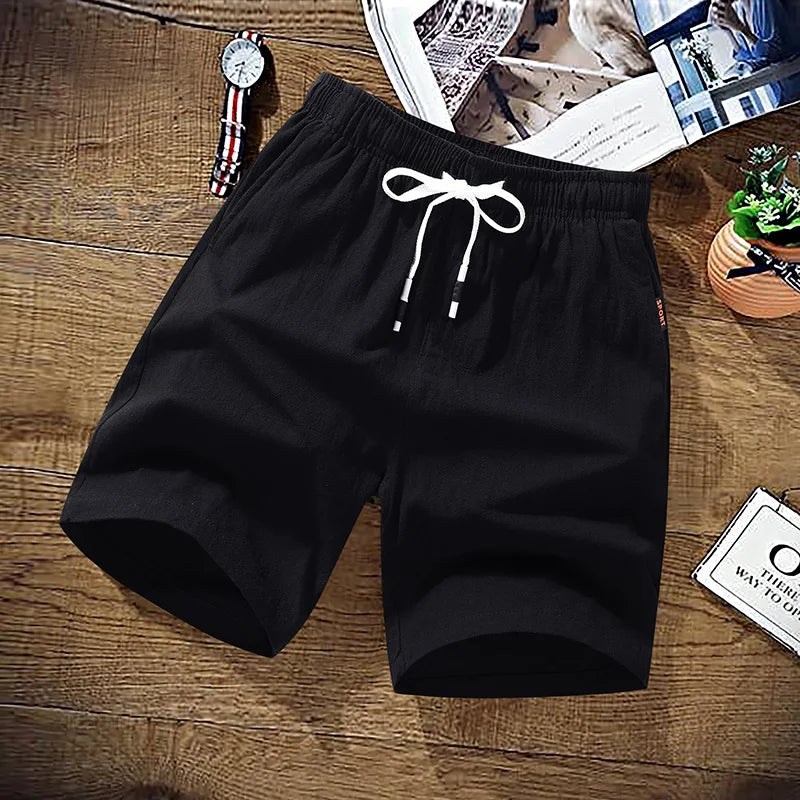 Senior man wearing cotton cargo beach shorts while walking outdoors