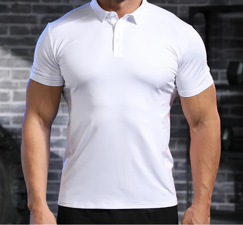 Men’s quick-dry sports polo shirt with short sleeves and classic collar