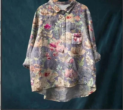 Autumn Floral Long Sleeve Collared Shirt