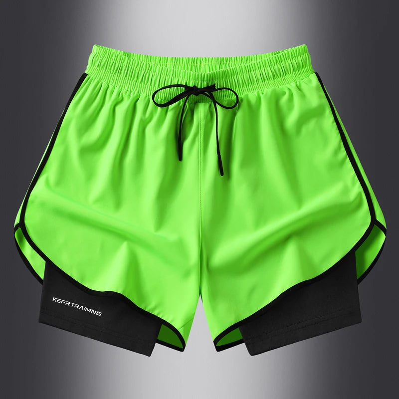 Lightweight polyester men's summer training shorts with solid color