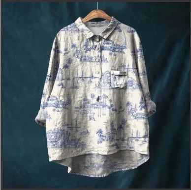 Autumn Floral Long Sleeve Collared Shirt