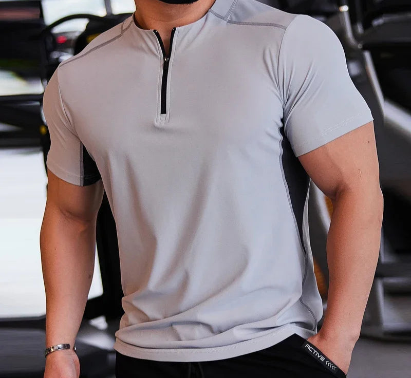 High-stretch workout top for men, ideal for all-season sports