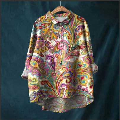 Autumn Floral Long Sleeve Collared Shirt
