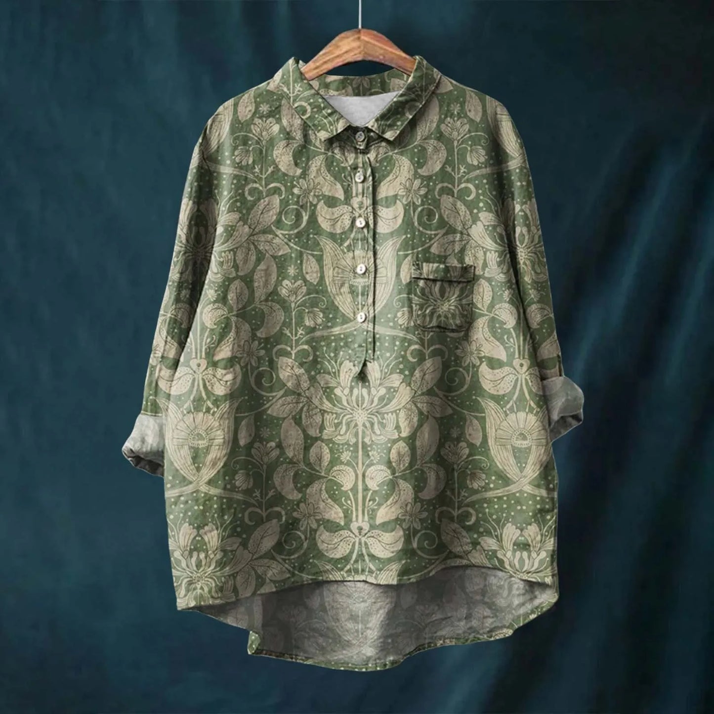 Autumn Floral Long Sleeve Collared Shirt