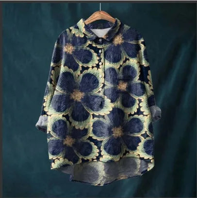 Autumn Floral Long Sleeve Collared Shirt