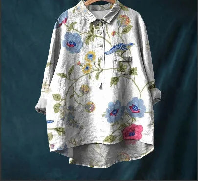 Autumn Floral Long Sleeve Collared Shirt