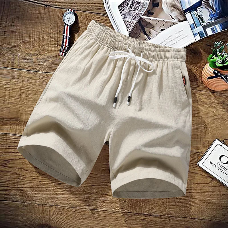 Lightweight summer shorts for active older men in solid color