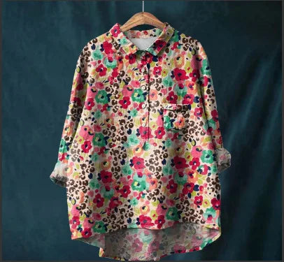 Autumn Floral Long Sleeve Collared Shirt