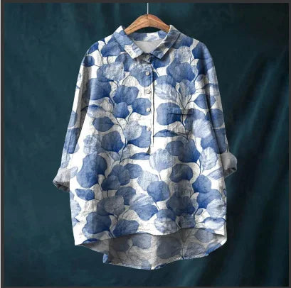 Autumn Floral Long Sleeve Collared Shirt