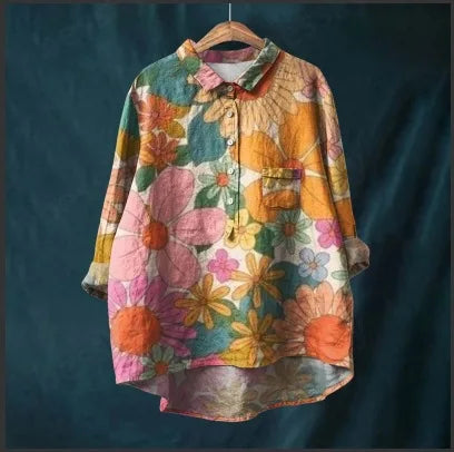 Autumn Floral Long Sleeve Collared Shirt