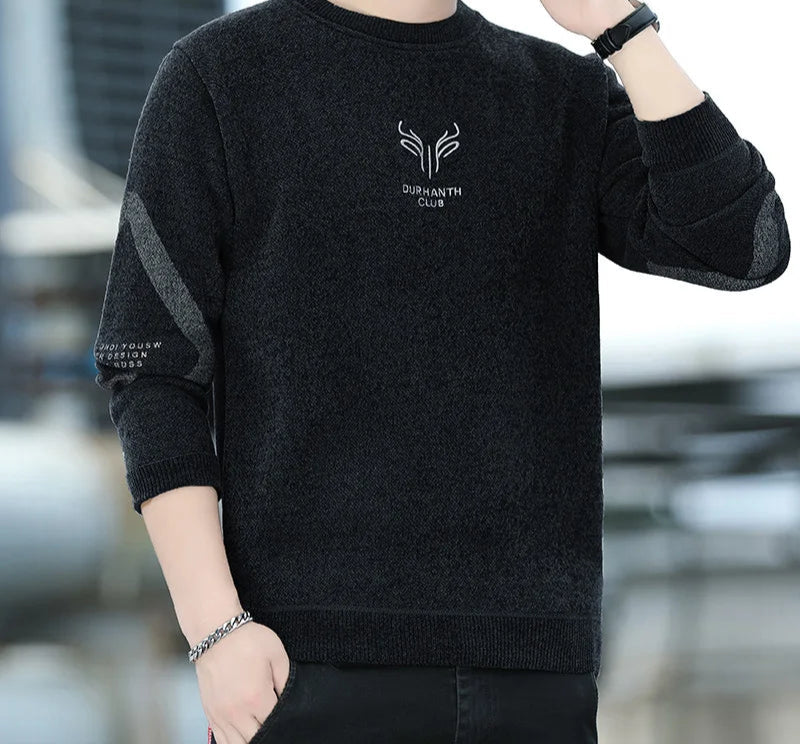 Close-up of thick knit fabric in a cozy striped pullover for active seniors