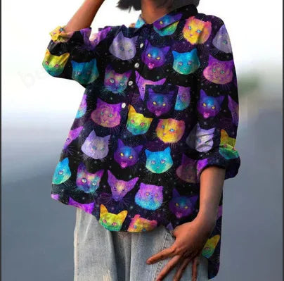 Autumn Floral Long Sleeve Collared Shirt