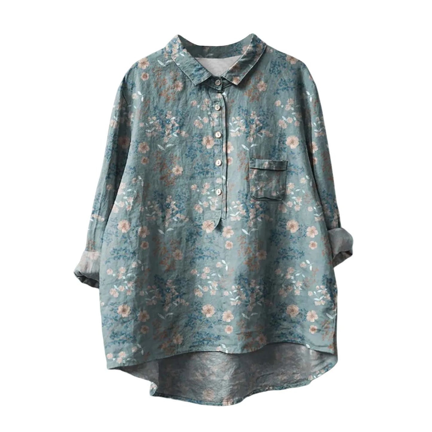 Autumn Floral Long Sleeve Collared Shirt