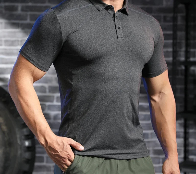 Plus size men’s sports polo shirt in solid color with tailored fit