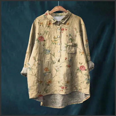 Autumn Floral Long Sleeve Collared Shirt