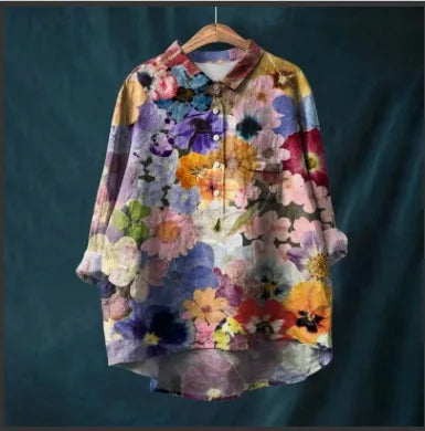 Autumn Floral Long Sleeve Collared Shirt