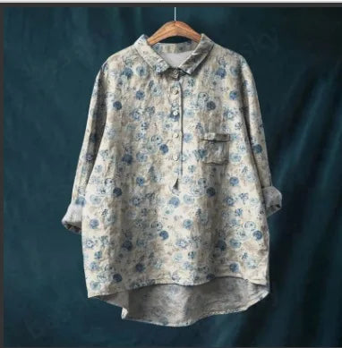 Autumn Floral Long Sleeve Collared Shirt