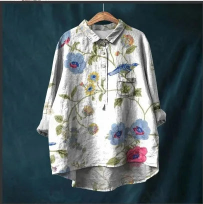 Autumn Floral Long Sleeve Collared Shirt
