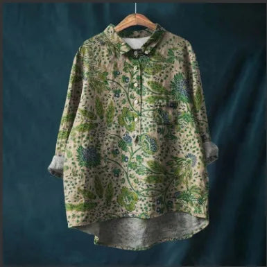 Autumn Floral Long Sleeve Collared Shirt