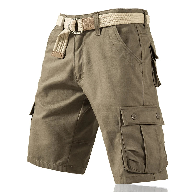 Lightweight cotton cargo shorts designed for outdoor activities