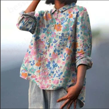Autumn Floral Long Sleeve Collared Shirt