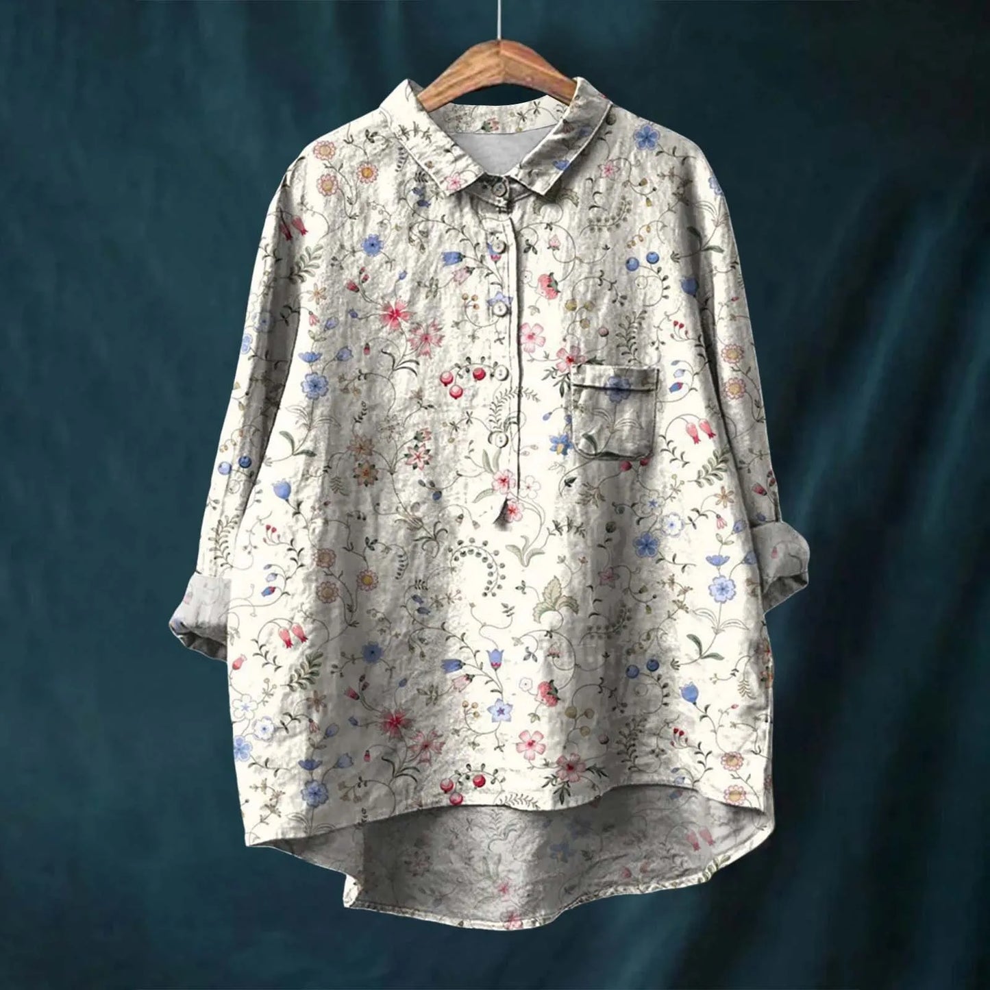 Autumn Floral Long Sleeve Collared Shirt