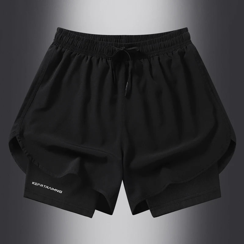 Solid-pattern men's summer workout shorts with slim fit design