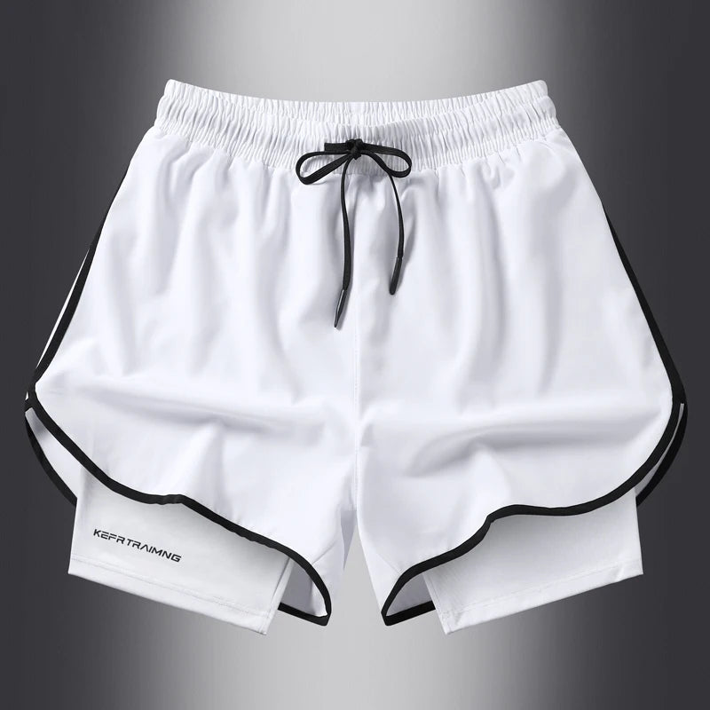 Men's lightweight polyester shorts featuring double-layer breathable material
