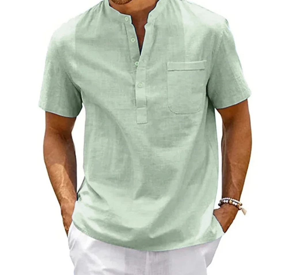 Lightweight breathable Henley shirt ideal for summer daily wear