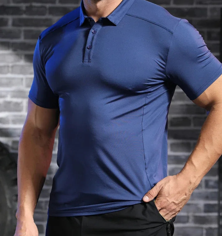 Moisture-wicking athletic polo shirt for warm weather activities