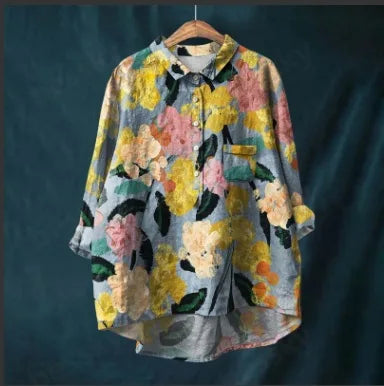 Autumn Floral Long Sleeve Collared Shirt