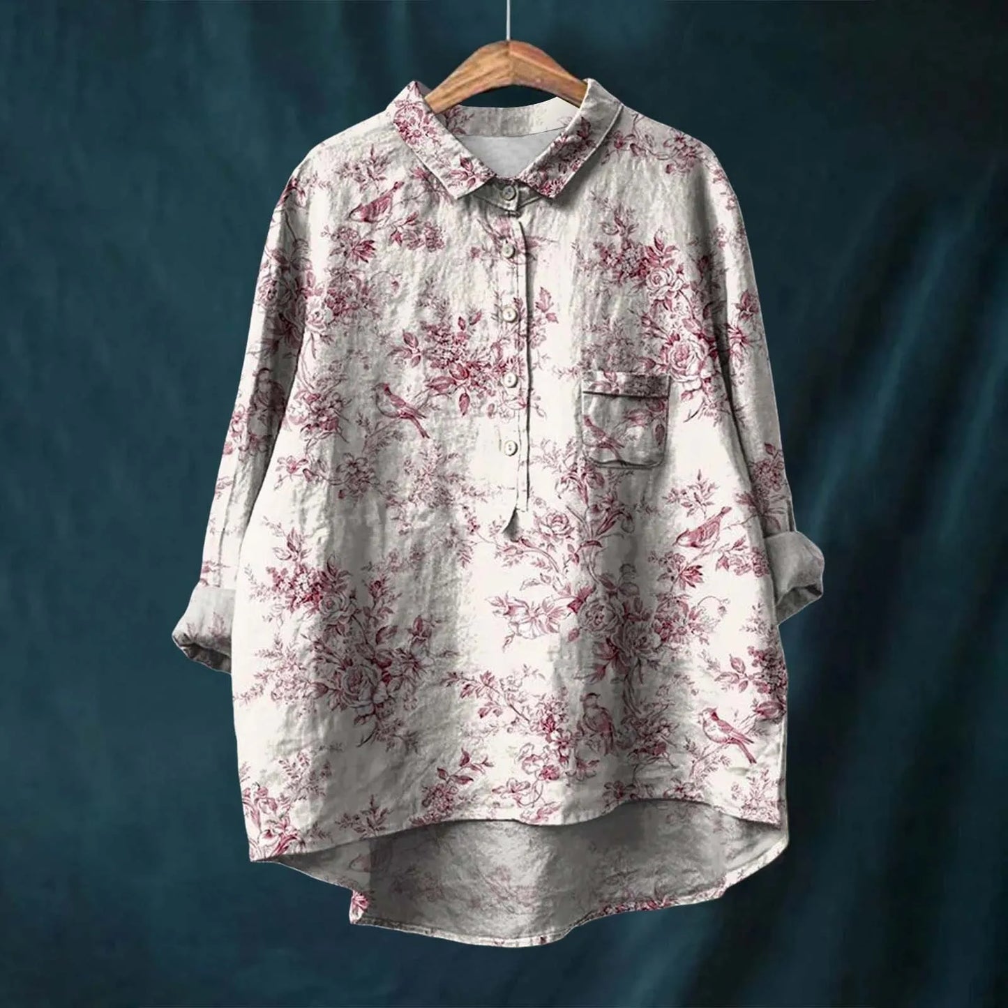 Autumn Floral Long Sleeve Collared Shirt