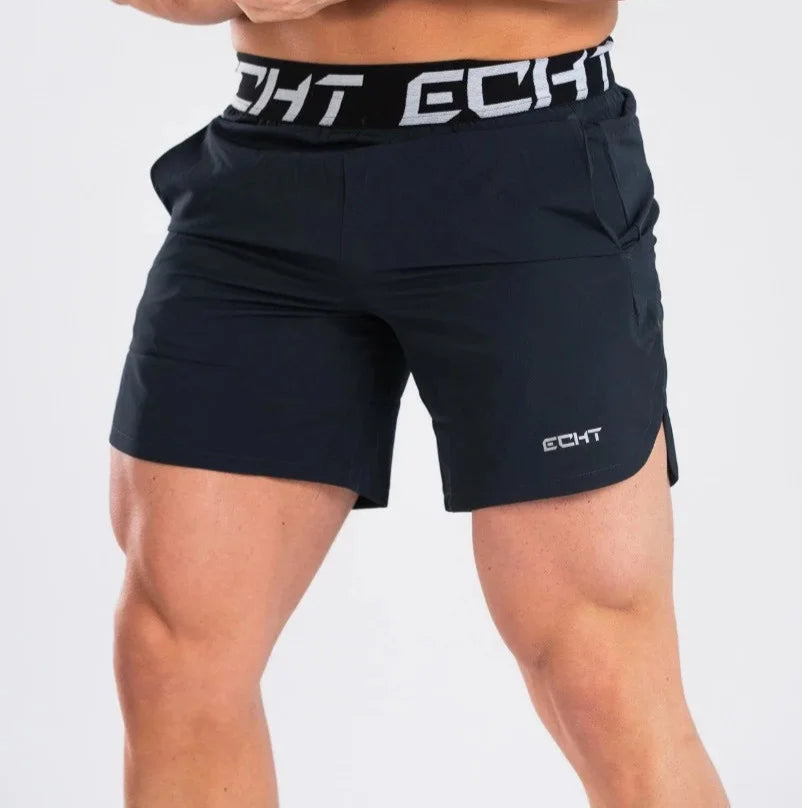 Skinny-fit men's shorts with sporty letter design