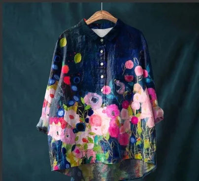 Autumn Floral Long Sleeve Collared Shirt
