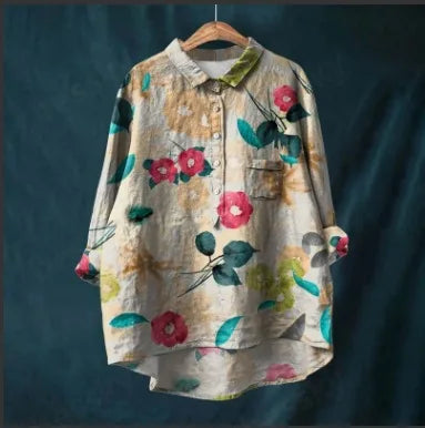 Autumn Floral Long Sleeve Collared Shirt