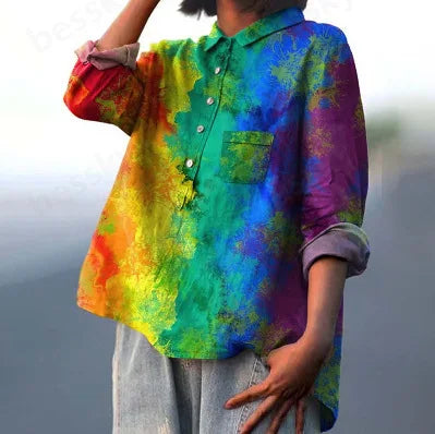 Autumn Floral Long Sleeve Collared Shirt