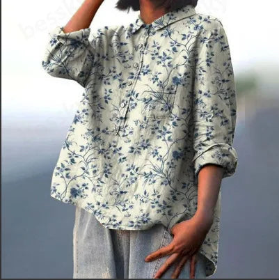 Autumn Floral Long Sleeve Collared Shirt