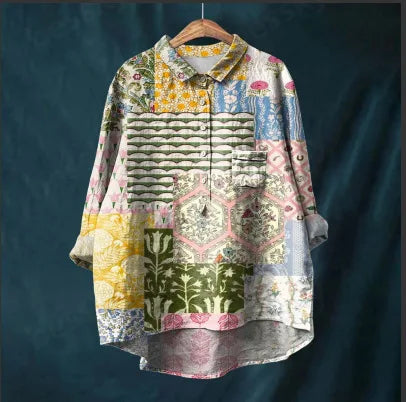Autumn Floral Long Sleeve Collared Shirt