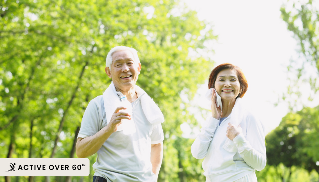 a couple exercising outside