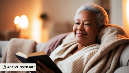 A woman in a couch reading books