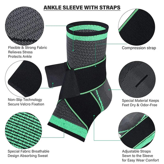 Active_Over_60- Adjustable Ankle Support Brace providing pain relief, designed for foot and ankle stabilization, with breathable material and adjustable straps for a secure fit
