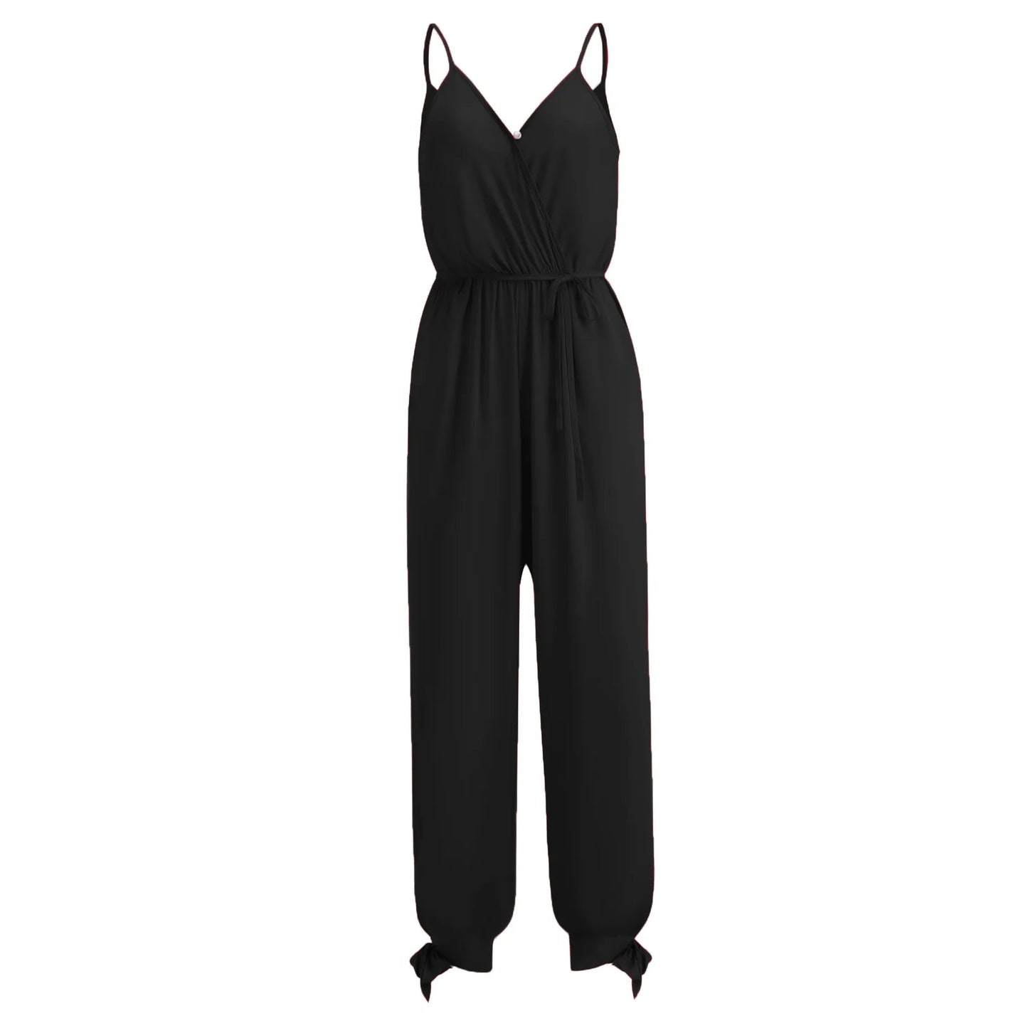 Elegant printed jumpsuit with lace-up back for senior women

