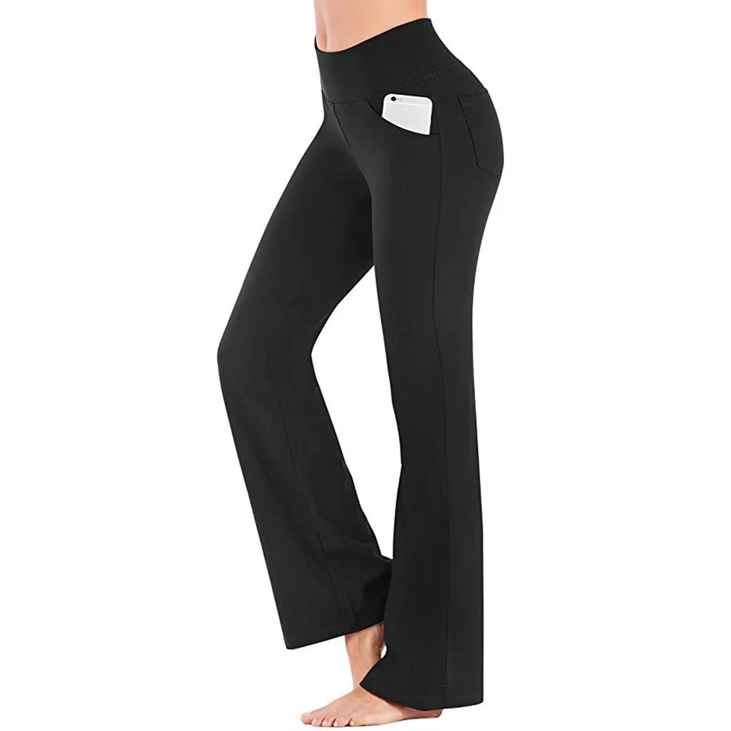 Black pants with a pocket on a white background