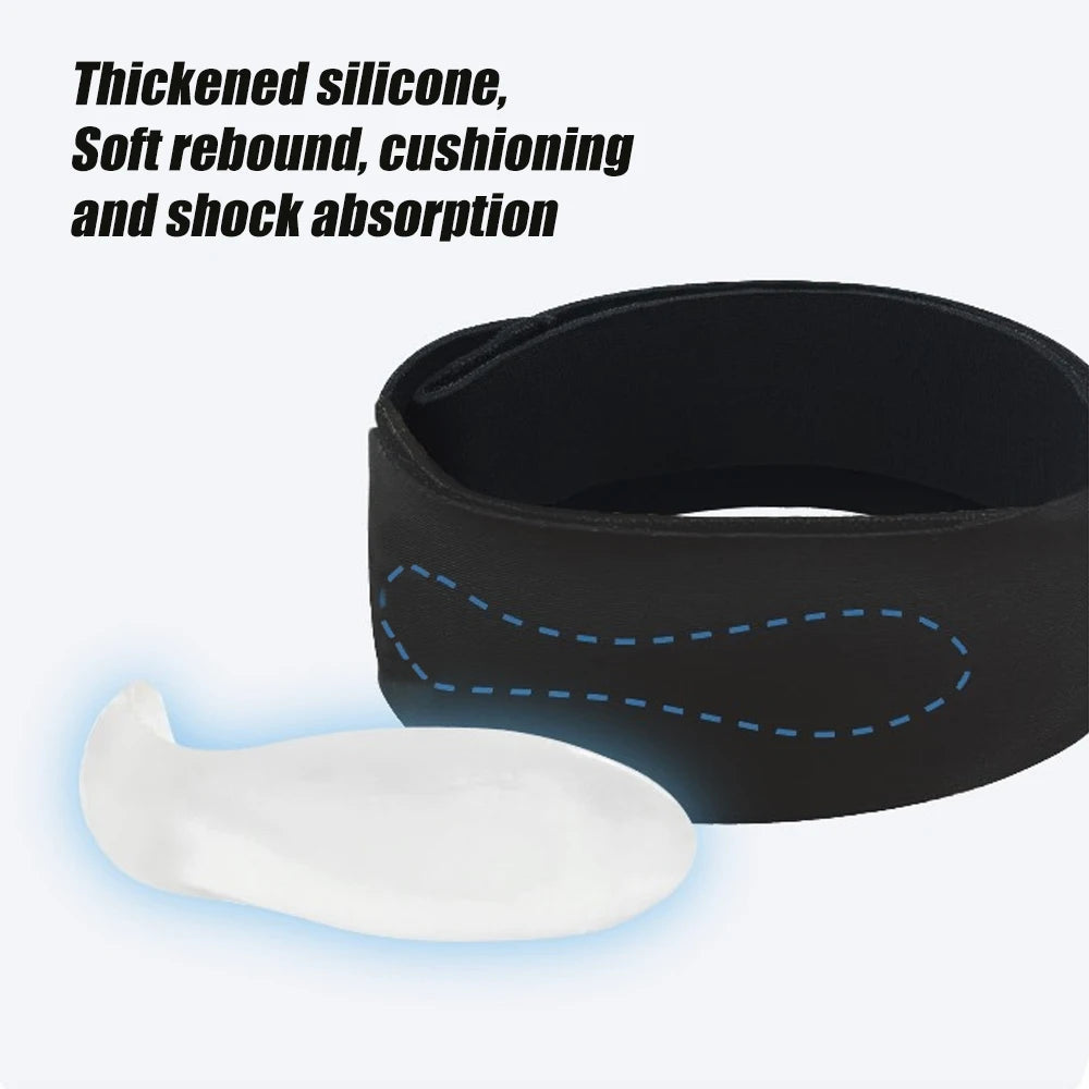 Black thickened silicone band with white cushioning pad on a white background