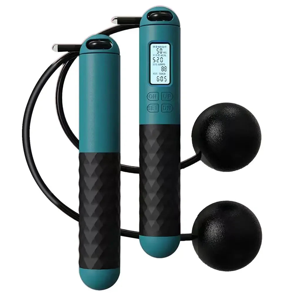 Active senior using a cordless fitness rope for low-impact cardio.